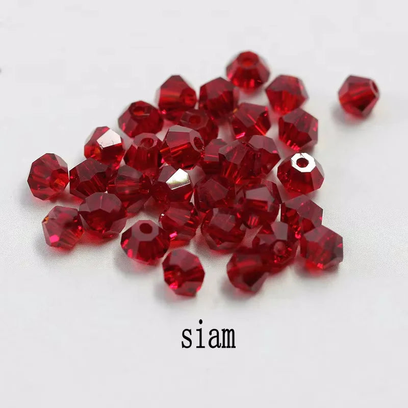 4mm Crystal Bicone Beads 100PCS Faceted Glass Beads Rainbow Loose Craft Beads for Bracelet Necklace Earring Keychain Making DIY Qme siam