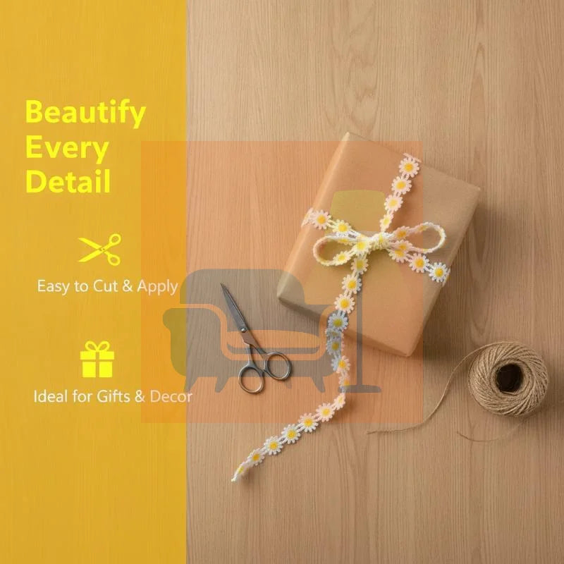 White Yellow Embroidered Lace Trim Soft Fabric Delicate Design Perfect For DIY Sewing Clothing Decor Wedding Craft Projects Qme