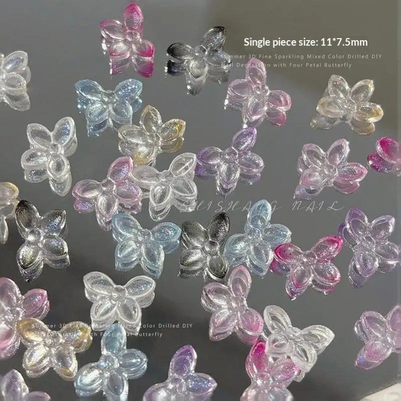 Shiny Rhinestone Nail Art Decorations 3D Glitter Resin Butterfly Qme