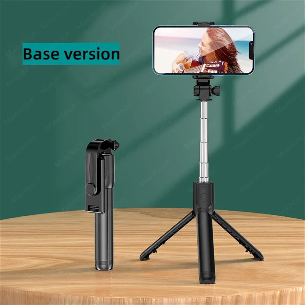 Portable Wireless Bluetooth Selfie Stick Tripod Stand Multifunctional Tripod With Wireless Remote Shutter For IOS Android Phone Qme Black