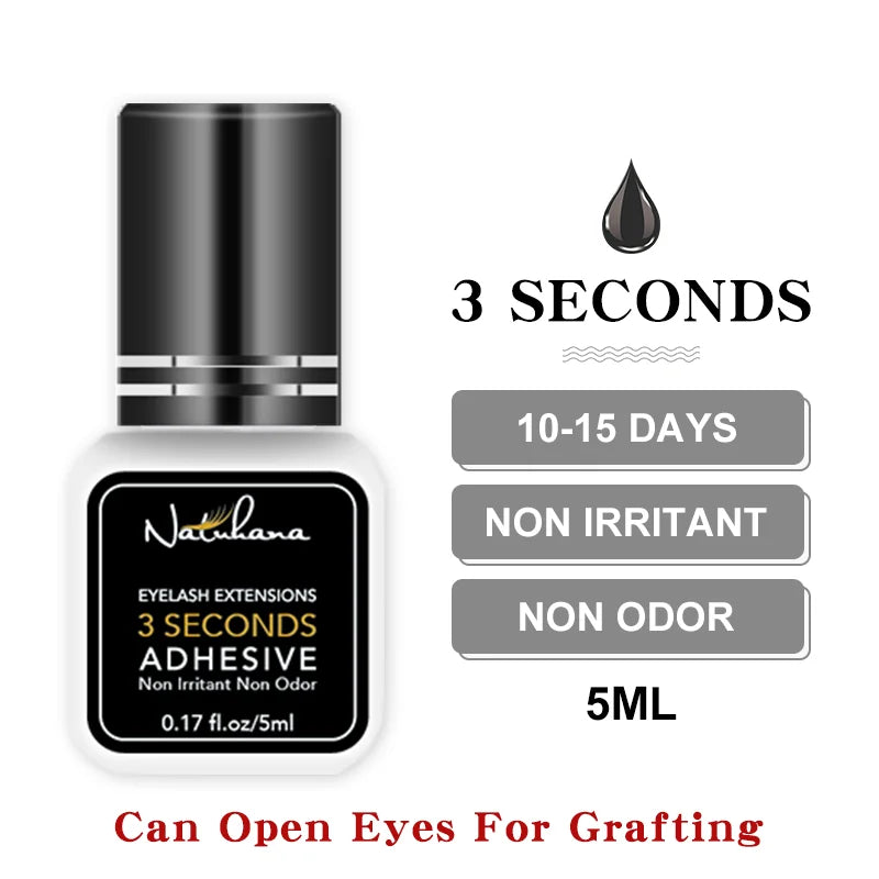 NATUHANA Lot Eyelash Glue Waterproof Lashes Extensions Adhesive Fast Qme 3S 5ml x 3pcs