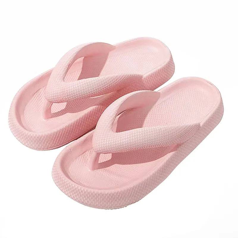 New Summer Platform Flip-Flops Handmade Flower Soft Bottom Cloud Slippers Travel Holiday Beach Lady Cute Shoes Women Slides Qme B-Pink 4.5cm 38-39