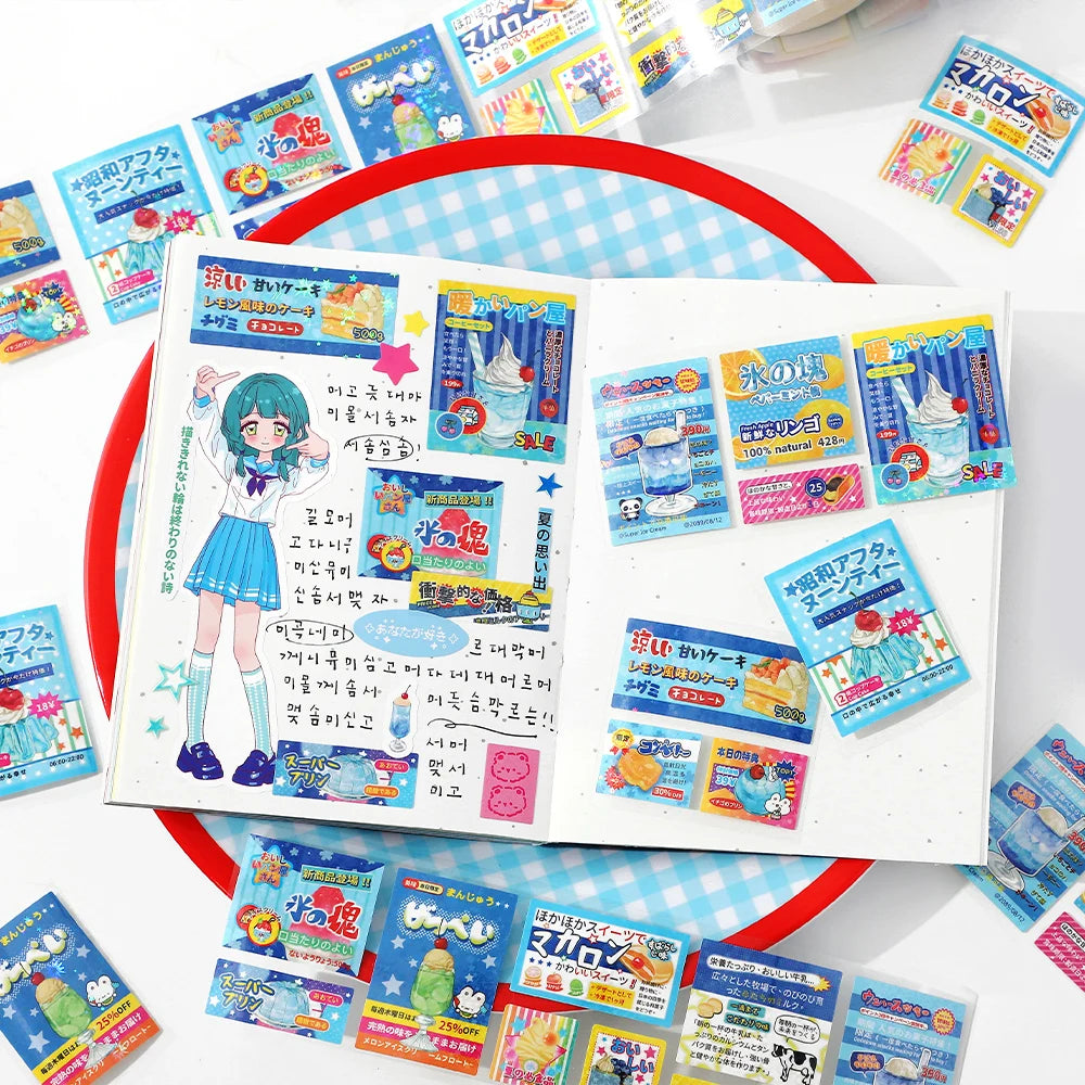 Retro Cute Y2K Masking Tape Decoration Adhesive Planner Handbook DIY Scrapbooking Journal Collage Japanese Stationery Stickers Qme