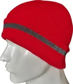Casual Autumn Winter Warm Caps for Women and Men, Unisex Luminous Outdoor Cycling Ski Knitted Hats with Reflective Stripe Qme Wine red