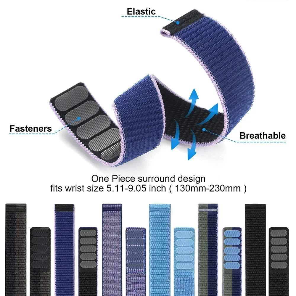 26mm 22mm Hook Loop Nylon Strap Watchband For Garmin Fenix 6X 6 Pro 5X 5 7X 7 Epix 2 Forerunner 965 955 945 935 Watch Bracelet Qme