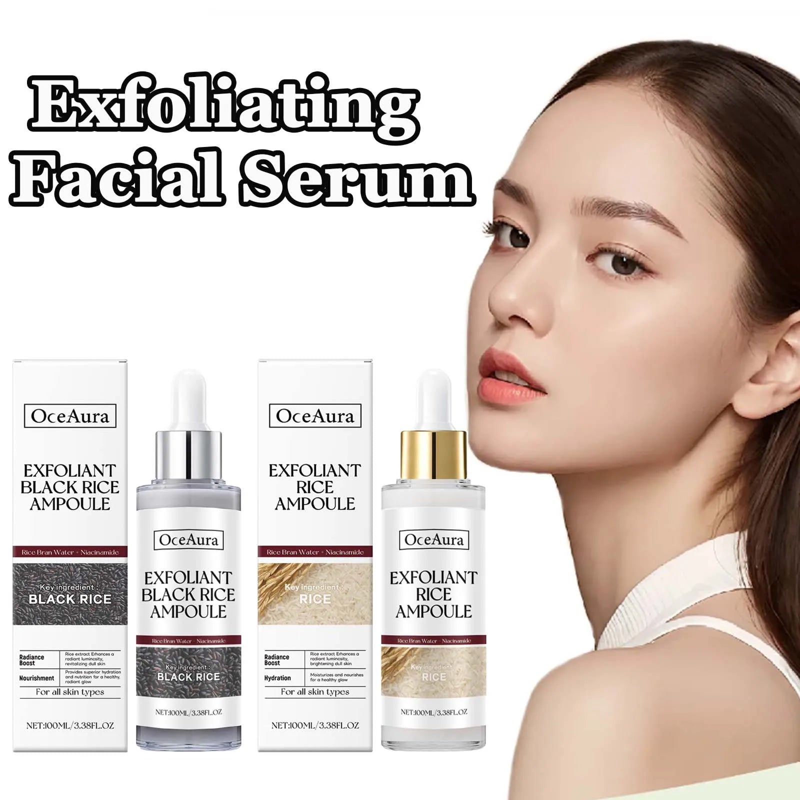 Exfoliating Facial Serum Cleansing Pores Remove Dead Skin Purify Oil Control Smoothing Brightening Moisturizing Black Rice Ampou Qme