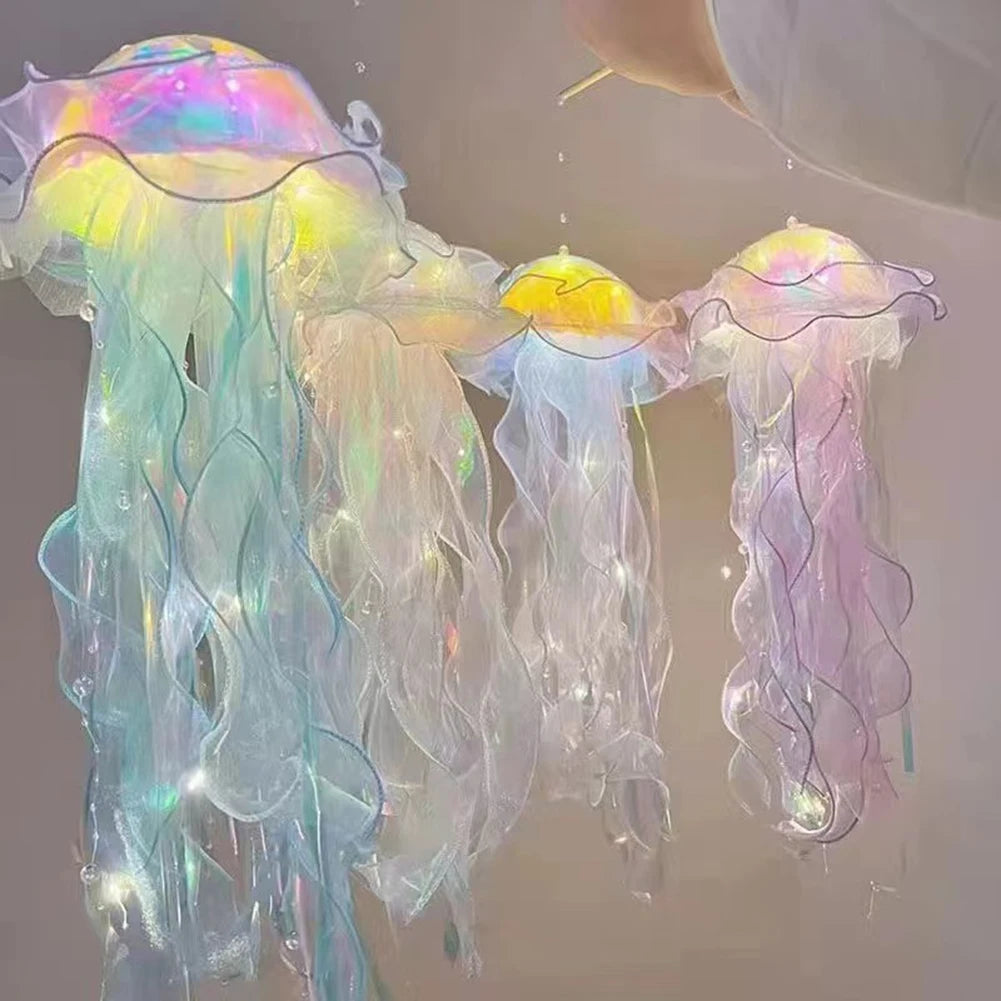 1/5PCS Jellyfish Bedroom Night Light Lamp Hanging Atmosphere Decoration Lamp with Ribbon Bead for Girl Bedroom Home Decoration Qme