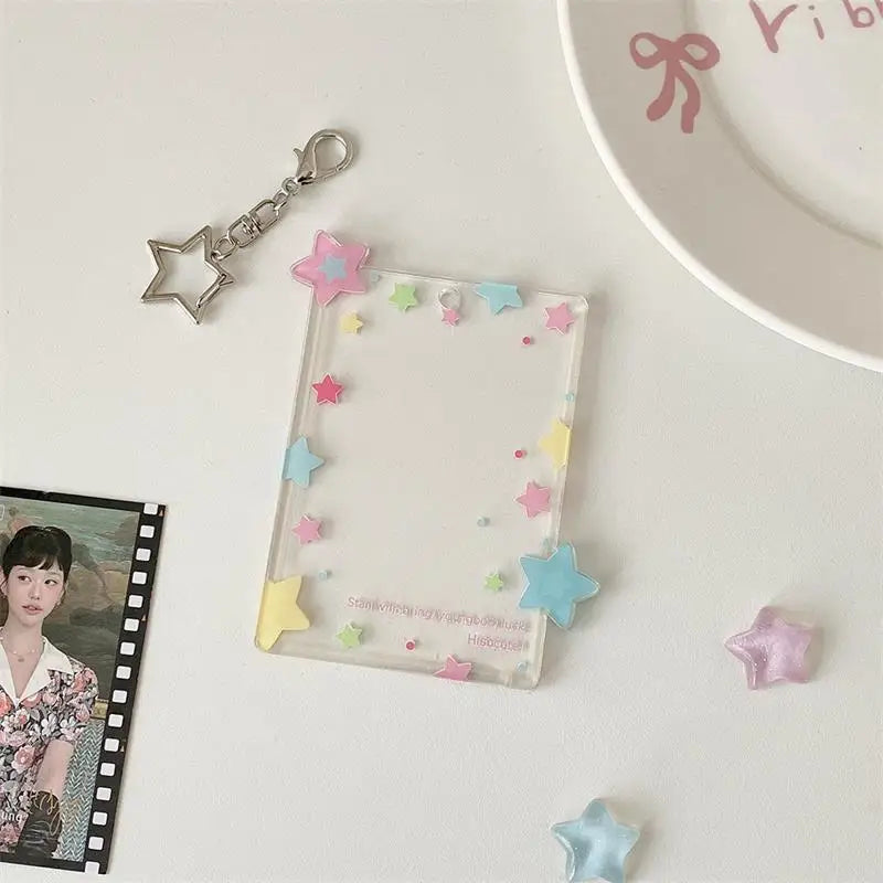 Cute Protective Pendant Card Organizer Gifts Colorful Star Photocard Qme A1