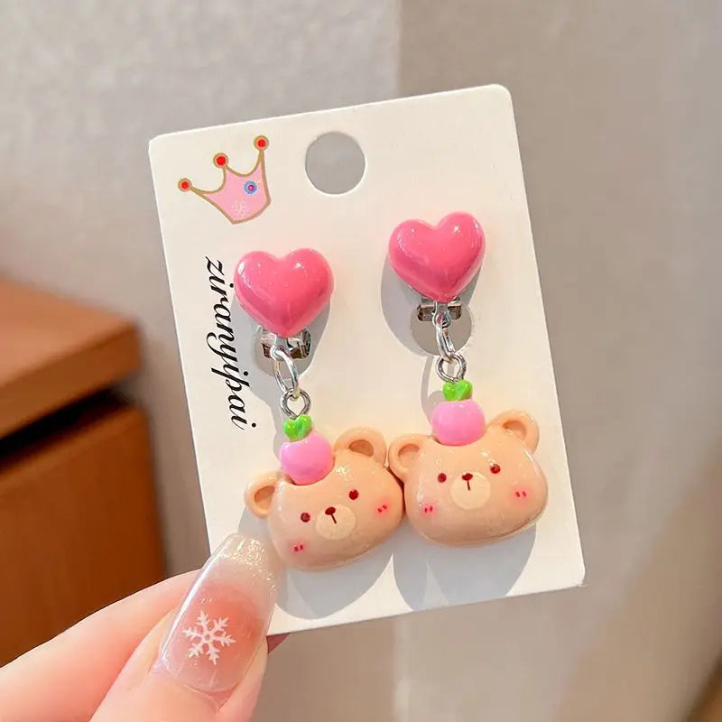 Hello Kitty Kuromi Cartoon Ear Clips Discomfort-free Fake Earrings Qme 4