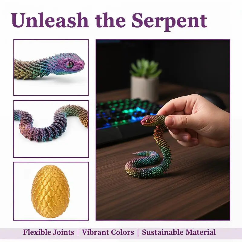 3D Printed Snake Egg Mobility Simulate Ornament Cool Funny Figurine Qme