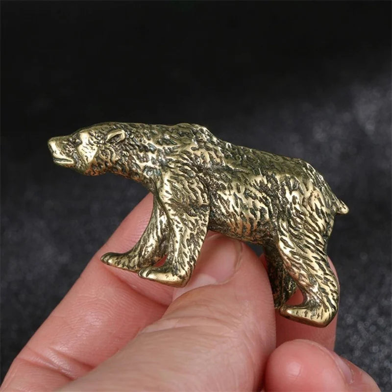 Brass Cute Small Bear Statue Office Desk Ornaments Decorations Crafts Collections Animal Figurines Miniatures Children Toy Gifts Qme