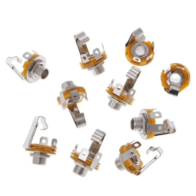 10Pcs 6.35mm / 6.5mm 1/4"" Stereo Plug Jack Audio Female Connector Solder Welding Type Panel Socket Mono TS Panel Chassis Mount Qme