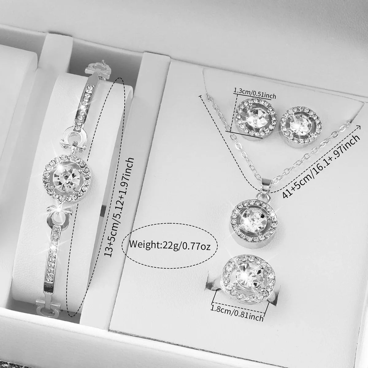 6PCS/Set Luxury Rhinestone Women's Watch Silver Band Ladies Roma Dial Quartz Watch Jewelry Set（Without Box） Qme