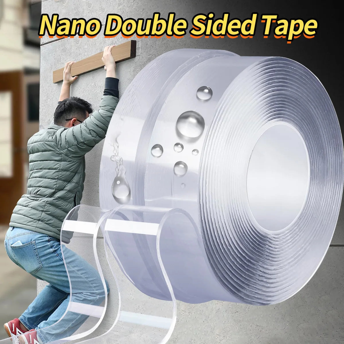 Nano Double sided adhesive tape Waterproof Transparent Decorative Tape Reusable Tape Tools For Home Qme 1m 1mm 2cm