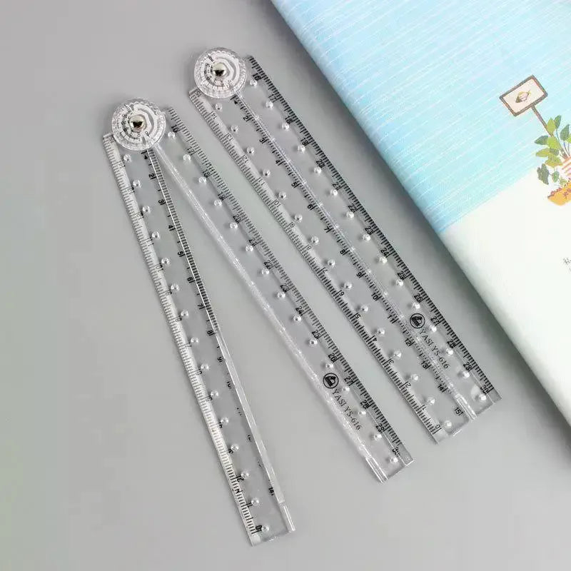 1 2 Acrylic Transparent Folding Ruler Simple Drawing Measuring Rulers Qme