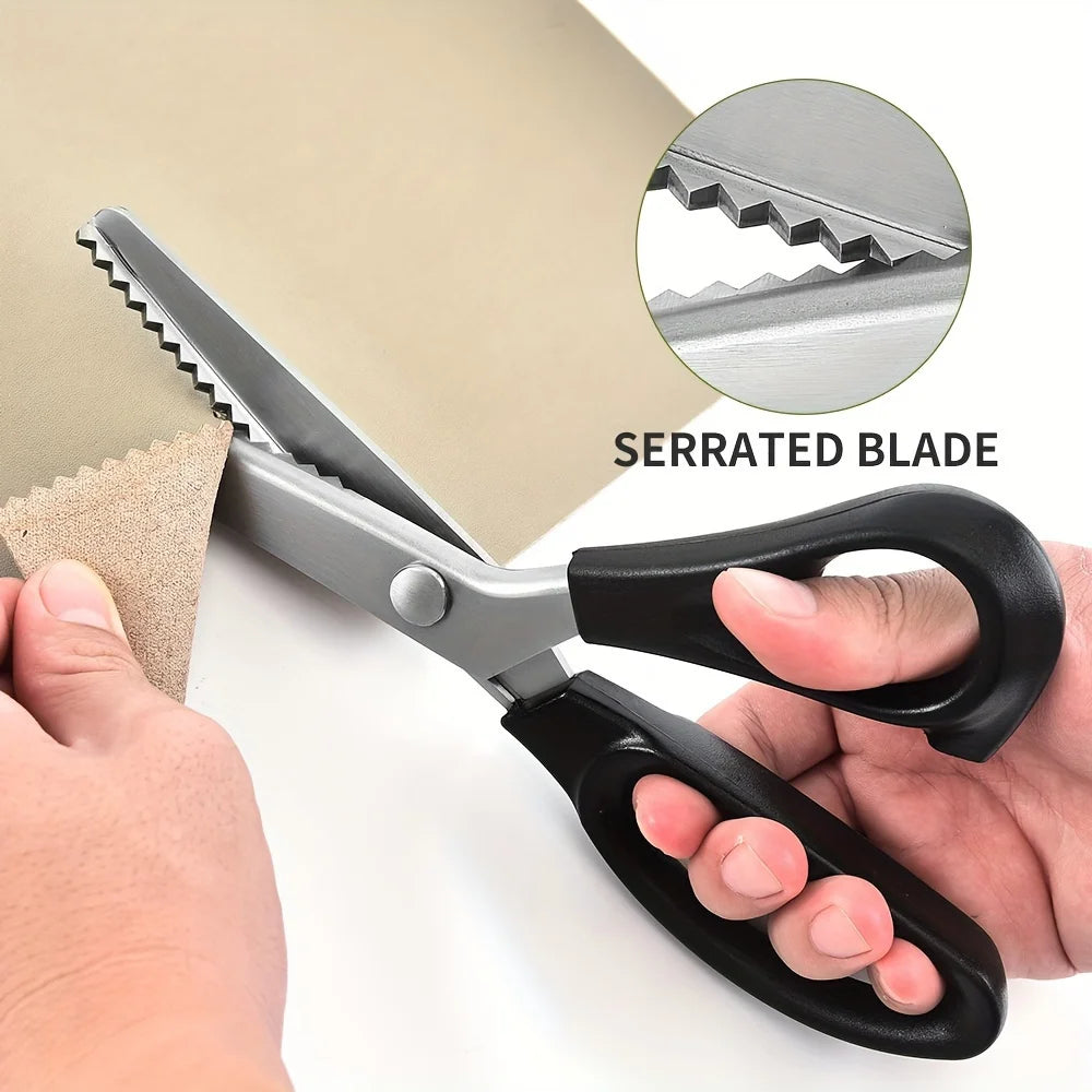 High-Carbon Stainless Steel ZigZag Scissors - Sharp Triangle Teeth for Precise Cutting, Ideal for DIY Handiwork,Sewing,Tailoring Qme