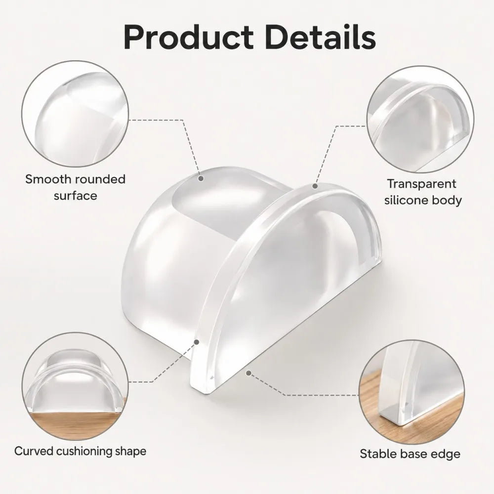 1-8pcs Transparent Silicone Door Stopper Self Adhesive Wall Protector Rubber Bumper Pad For Door Handle Cabinet Corner Furniture Qme