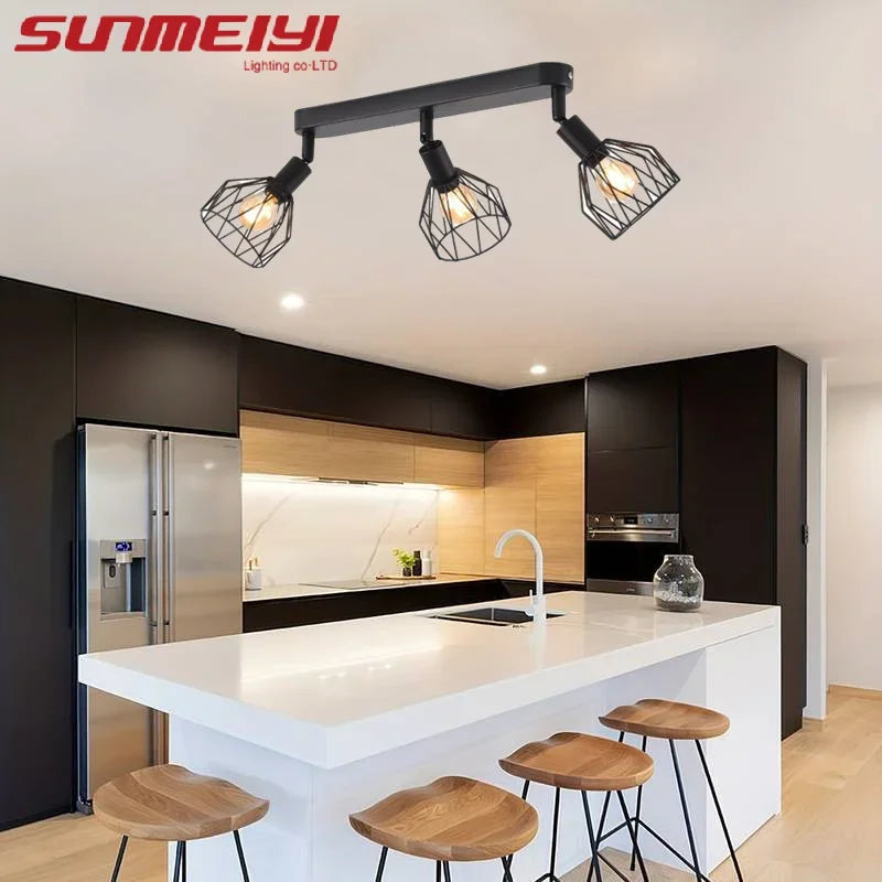 Modern Bedroom Ceiling Lamp Creative Black Study Simple American Industrial Style Living Room Entrance Corridor Qme
