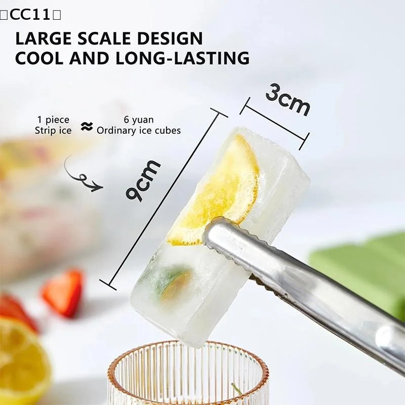 Food Storage Ice Cube Mold Giant Silicone Freezer Trays Lid 4-Cubes Qme