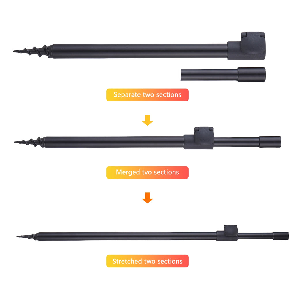 2 Section Fishing Bank Stick Aluminum Alloy Fishing Rod Support Fishing Pole Ground Holder 2 Section Fishing Rod Support Qme
