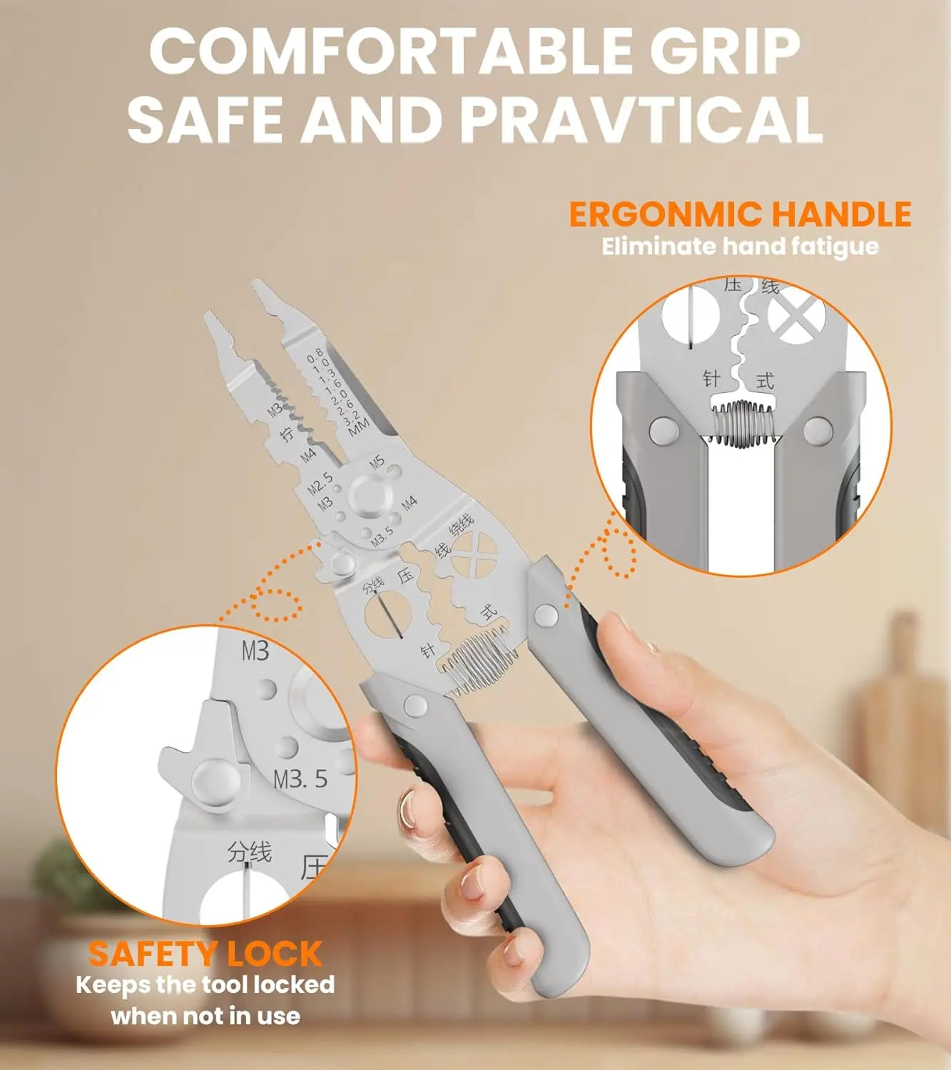 Multifunctional Wire Stripper Crimper Cable Cutter Plier Electrical Wire Stripping Tool, Self Adjusting Wire Stripper Crimping Qme