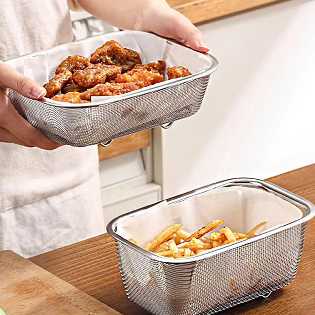 Rectangle Colander Basket Stainless Steel Wire Fine Mesh Strainer Qme