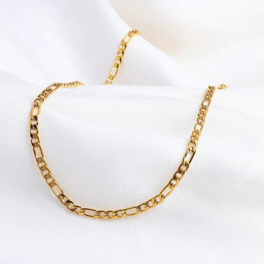 Luxury Brand 20-60CM 18K Gold Filled Beautiful 4MM Necklaces Sideways Chain for Men Woman Fine Jewelry Wedding Accessories Party Qme