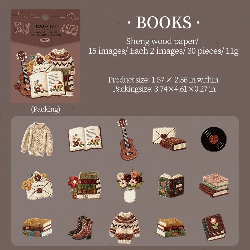 Embroidery Style Life Trinkets Sticker Pack, Must-Have for Students & Stationery Lovers, Multi-Purpose Decorative Stickers Qme E