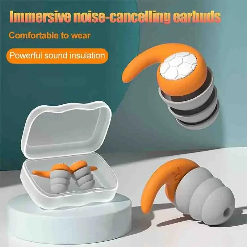 Soft Silicone Earplugs Noise Cancellation Waterproof Comfortable Wear Qme