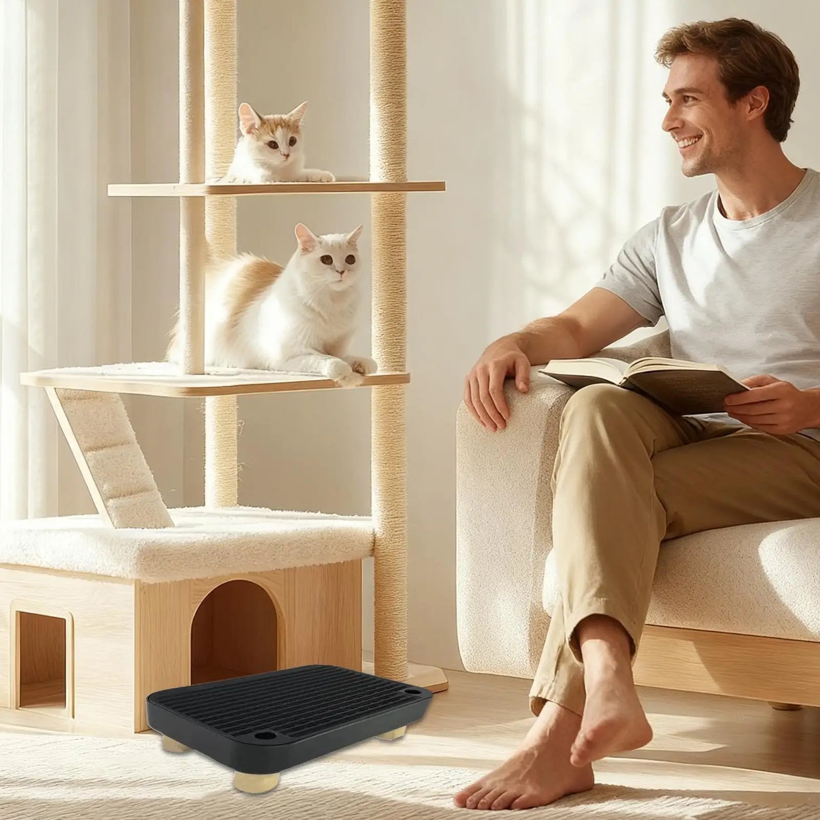 Litter Box Ramp Senior Cat Poop Step Filter Function Anti-tracking Qme