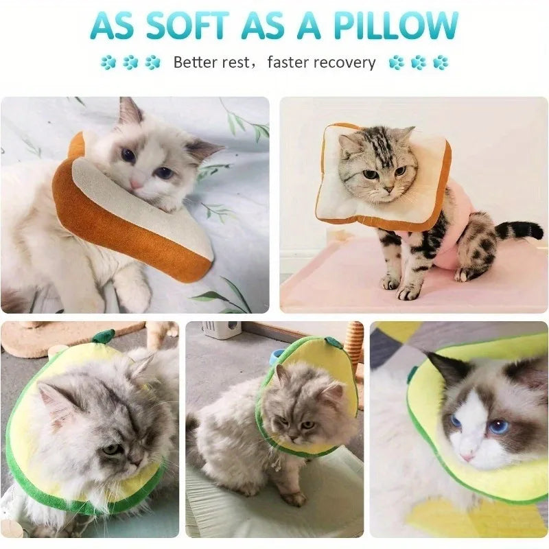 Pet Cute Cat Collar Post Surgery Anti Lick Eliza Toast Neck Cone Collar, Suitable for Cat Ultra Small Dogs Qme