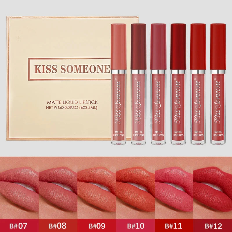 6pcs/1set matte lipstick set,long-lasting,non-stick cup,waterproof lipstick,suitable for Halloween,suitable for all skin types Qme 8015 B 15g