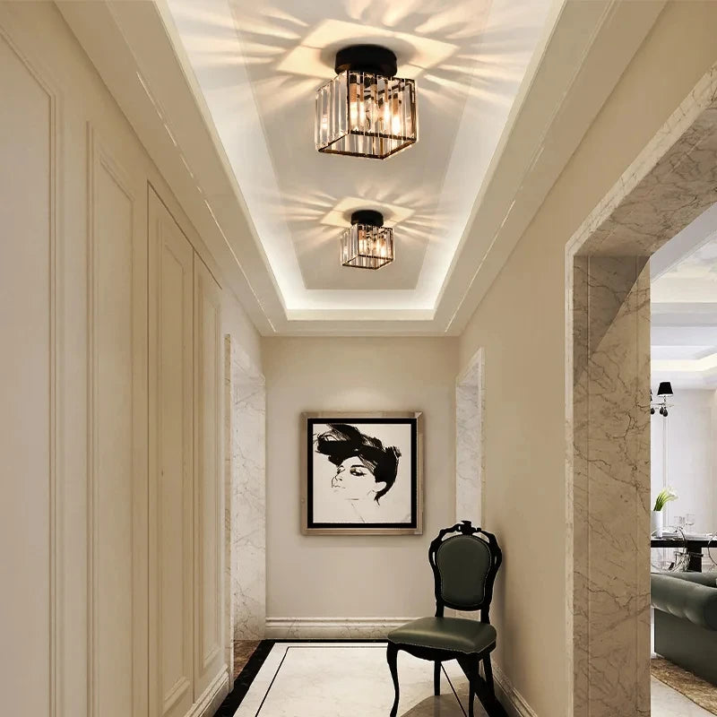Crystal Ceiling Light Corridor Channel Ceiling Lamp Luxur Balcony Aisle Lamp Home Foyer Track Light Kitchen Ceiling Light Qme