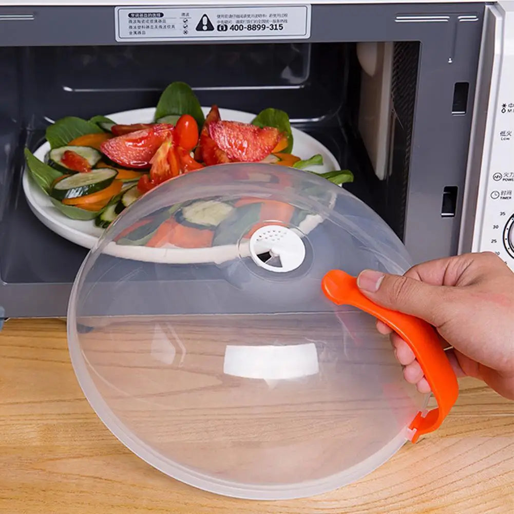 Microwave Splash Cover Thickened Transparent Splash-proof Cover with Handle BPA-free Plate Food Cover With Handle Anti-splatter Qme