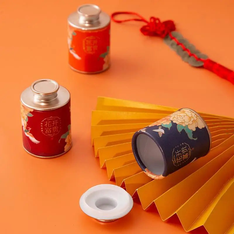 Portable Home Exquisite Small Tea Paper Packaging Cans Mini Empty Tin Qme