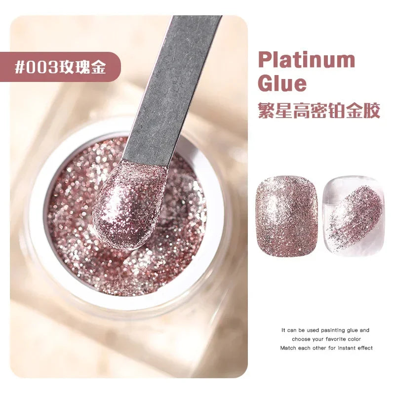 Glitter Nail Glue Platinum Glue Radiant Nail Polish Glue Nail Crushed Diamond Set Color Shift Pigment Powder Qme 03