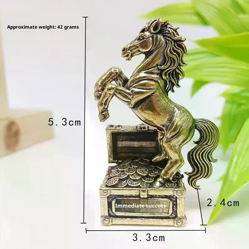 Zodiac Horse Statue Ornament Gifts Brass Horse Feng Shui Horse Figurine Miniatures Crafts Office Home Decor Accessory Qme