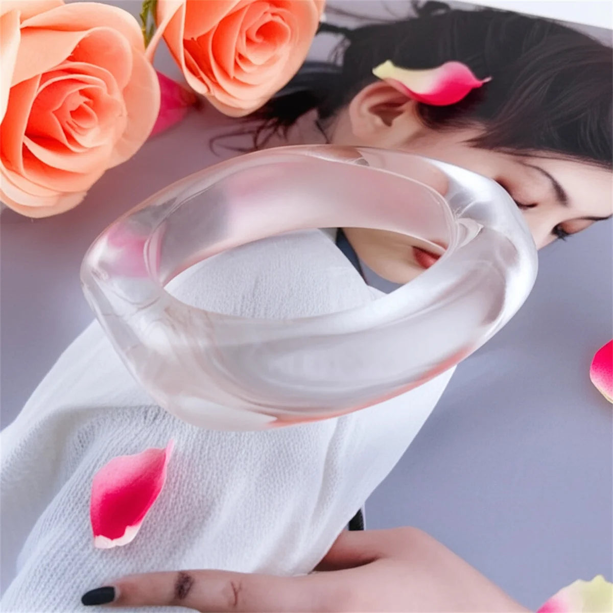 Fashion Summer Trendy Clear Wide Version Square Acrylic Resin