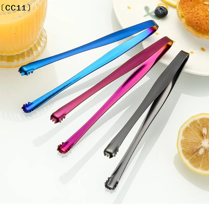 Stainless Steel Ice Clamp Thick Anti Slip Clip Fruit Coffee Cube Qme