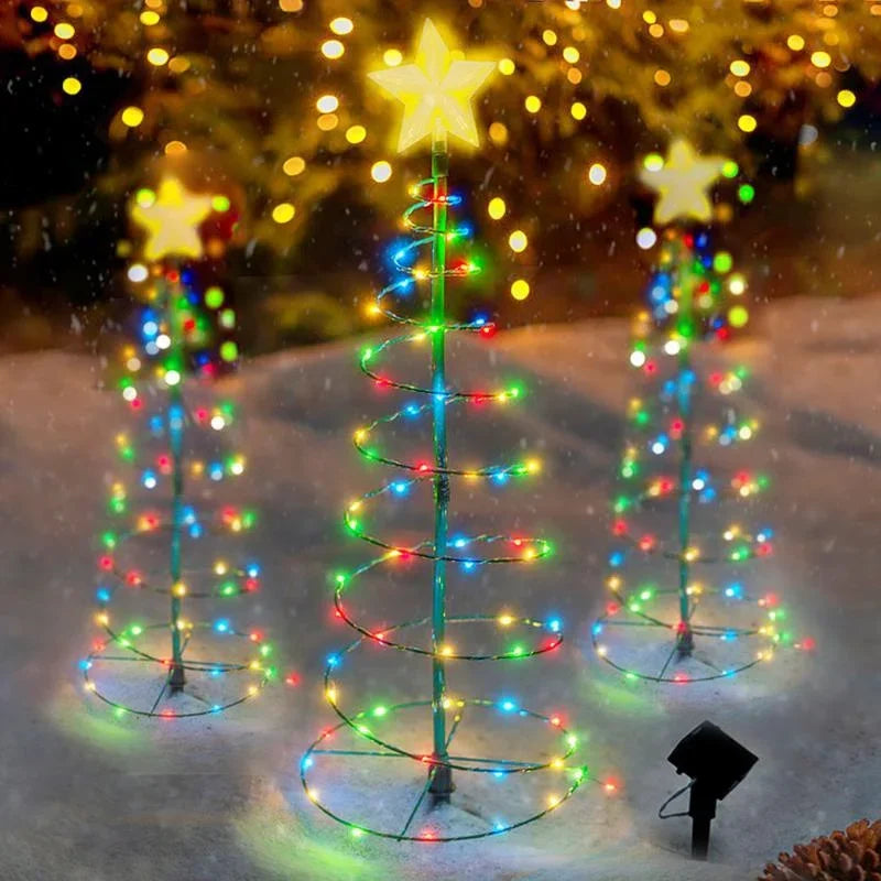 Christmas Solar Light LED Luminous Christmas Tree Ornament Outdoor Waterproof Decorative Lamp String Festival Garden Decorations Qme