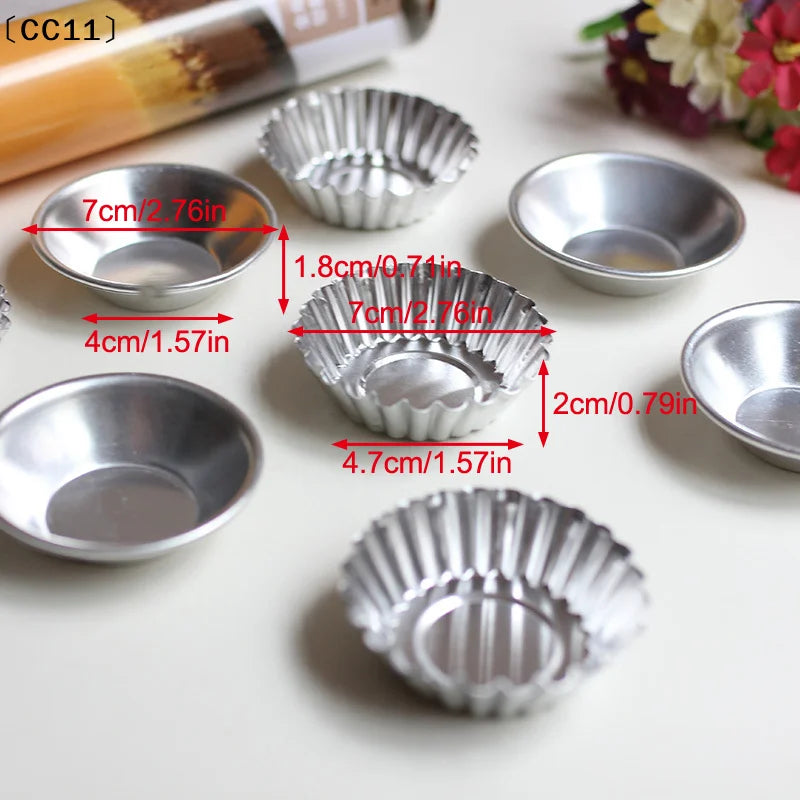Reusable Non-stick Egg Tart Mold Aluminum Alloy Flower Round Shape Qme