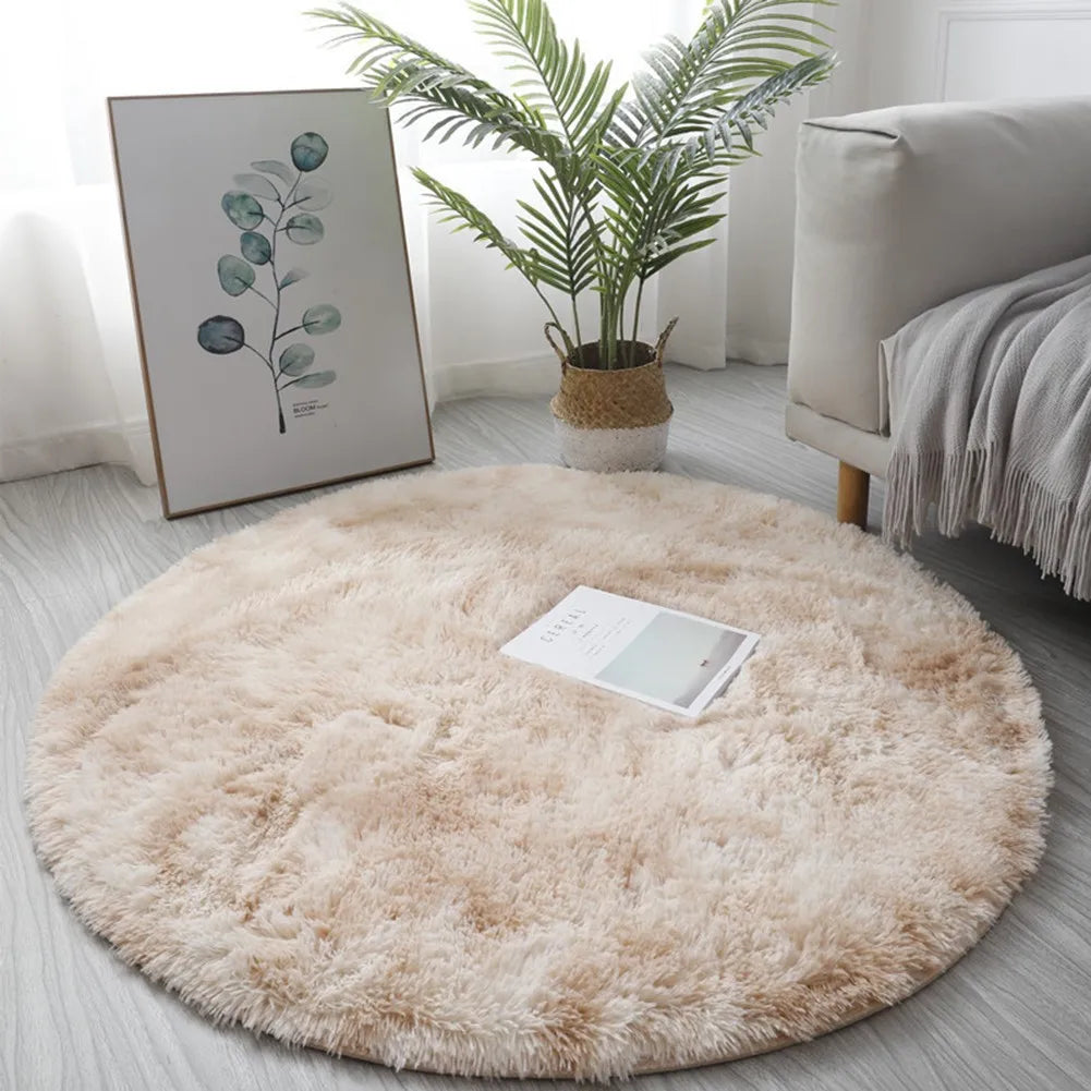 Super Soft Plush Round Rug Mat Anti-Skid Fluffy-Mat White Pink Carpets For Living Room Home Bedroom Bedroom Decoration Qme Camel 40CM