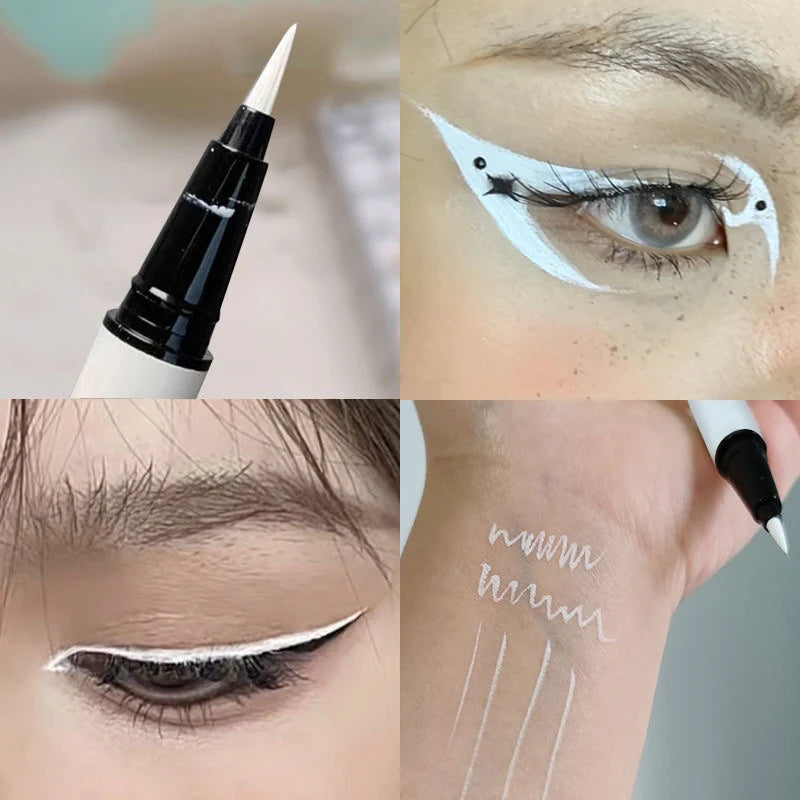 Matte White Eyeliner Liquid Pen Lying Silkworm Pencil Brighten Corners of Eyes Ultra-thin Waterproof Pigment Cosplay Eyeshadow Qme