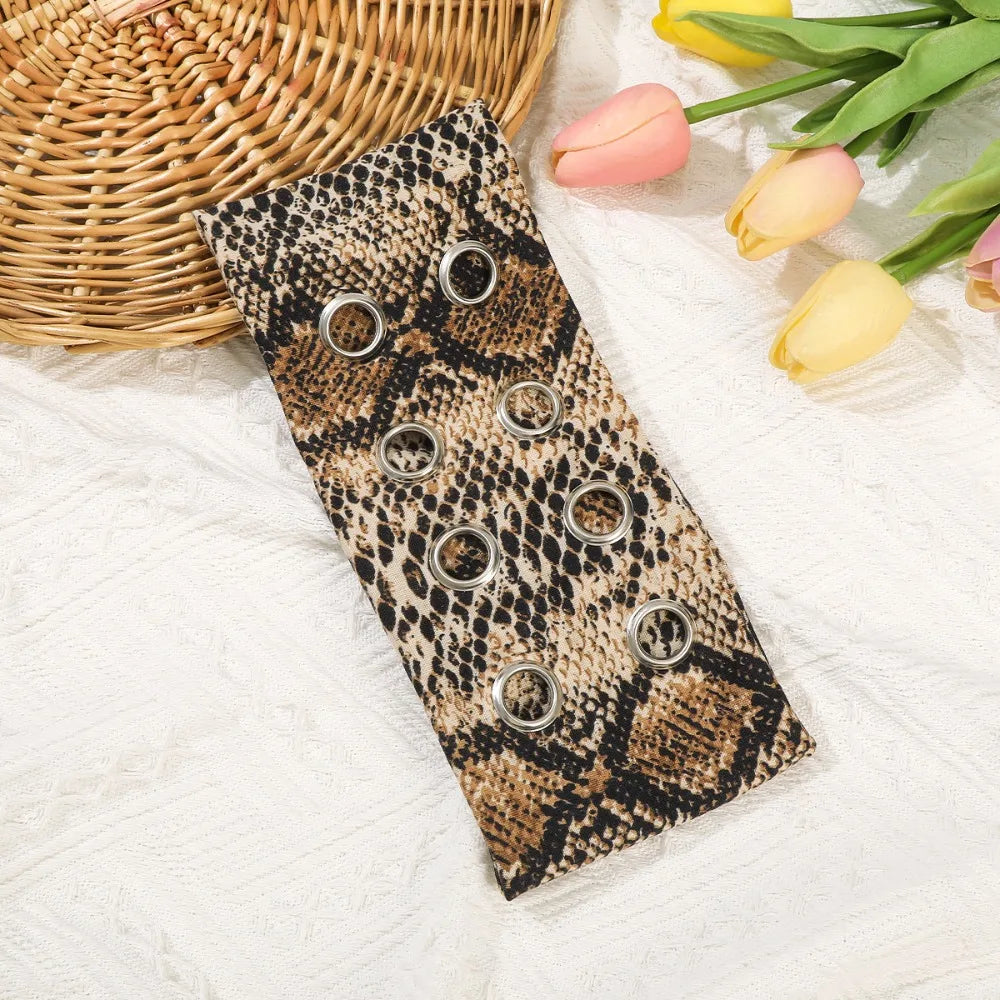 Leopard Print Hollow Metal Headband Cashew Pattern Solid Color Hollowed Out Eyelets Headband Rock Steampunk Hip-hop Qme Style 5