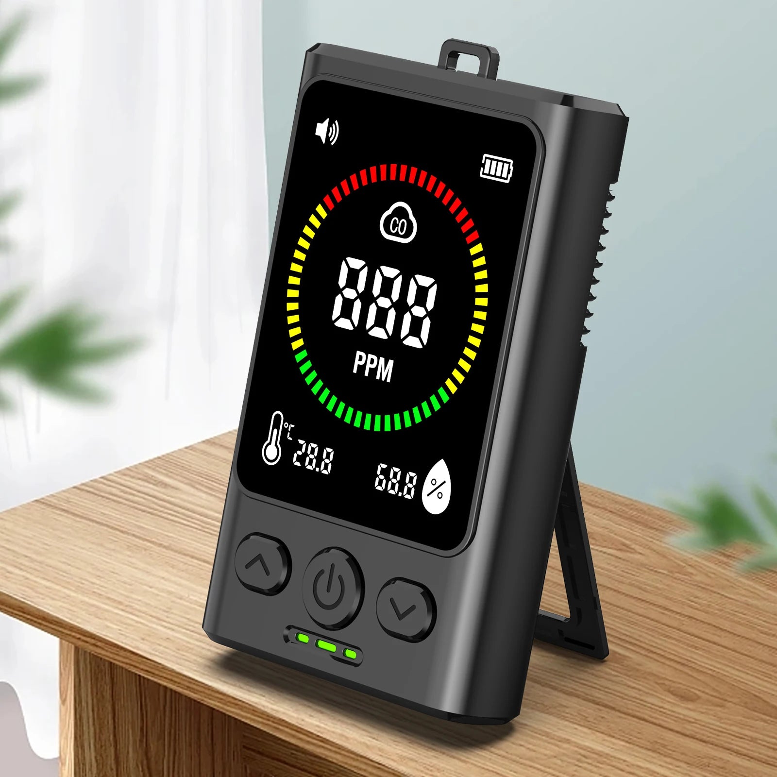 3-in-1 Carbon Monoxide Detector Rechargeable CO Detector with LCD Display Temp Humidity Monitor for Home Hotel RV Qme