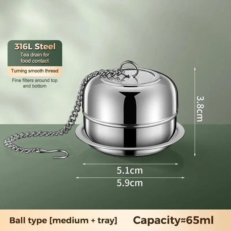 316 Stainless Steel Tea Infuser With Ultra Fine Mesh Extender Chain For Home Office Travel Brewing Loose Leaf Tea Qme A4