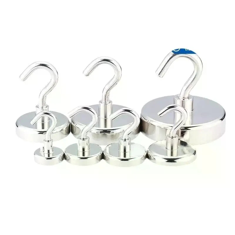 Magnetic Hooks With Premium Electroplated Finish, No-Drill Damage-Free Strong Hanging Solution For All Ferromagnetic Surfaces Qme