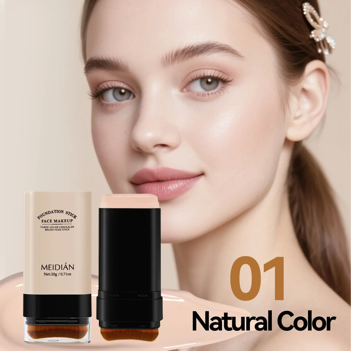 Foundation Make-up Stick Light Thin Moisturizing Delicate Qme 01 Natural Color