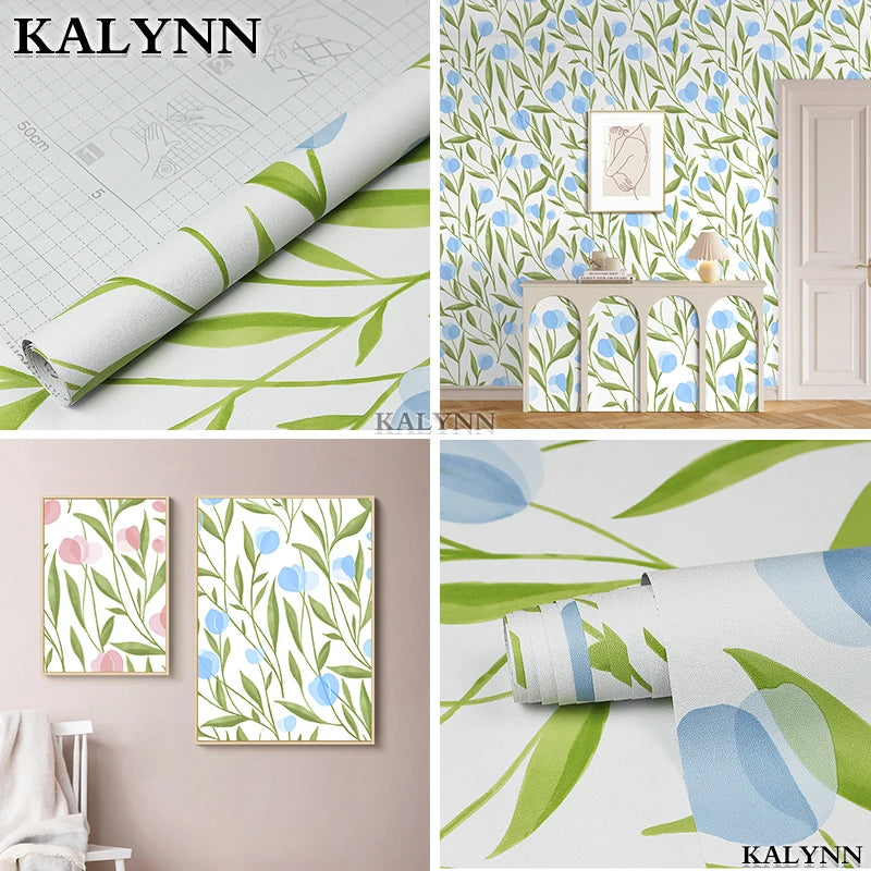 Floral Peel Stick Wallpaper Boho Bathroom White Blue Green Bedroom Qme