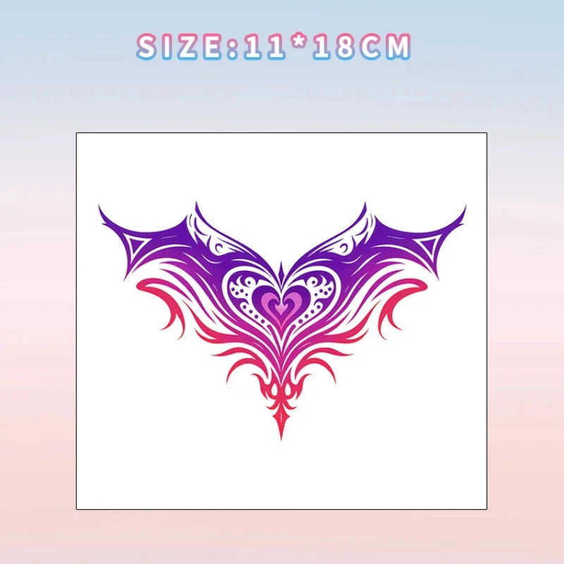 Gradient Heart Succubus Tattoo, Waterproof 5-7 Days Lasting, Couple Matching Temporary Fake Tattoo, Women Sexy Body Art Qme CC-316